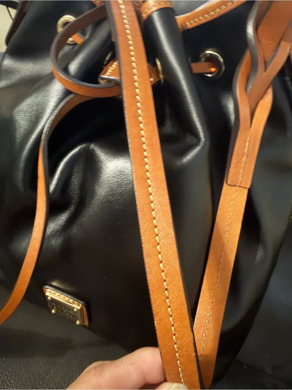 Dooney & Bourke Wexford Tasha Black Leather Bucket Bag